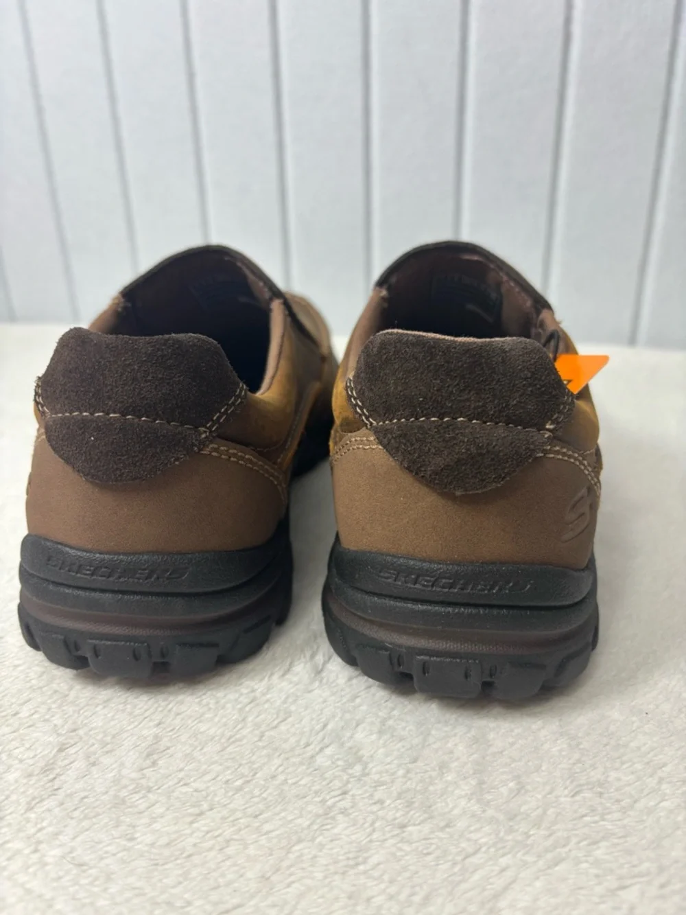 Skechers Brown Leather Upper Loafers USA Braver- Rayland Moc Toe Slip On  NEW